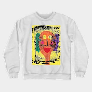 Orange Face with Huggy People Crewneck Sweatshirt